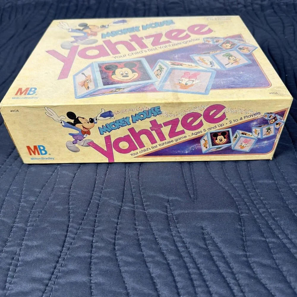 Vintage Mickey Mouse Yahtzee Game Milton Bradley MB Disney Complete? 1989